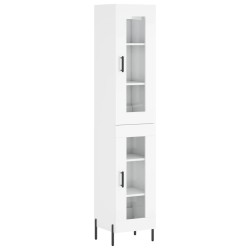 vidaXL Aparador alto madera contrachapada blanco brillo 34,5x34x180 cm