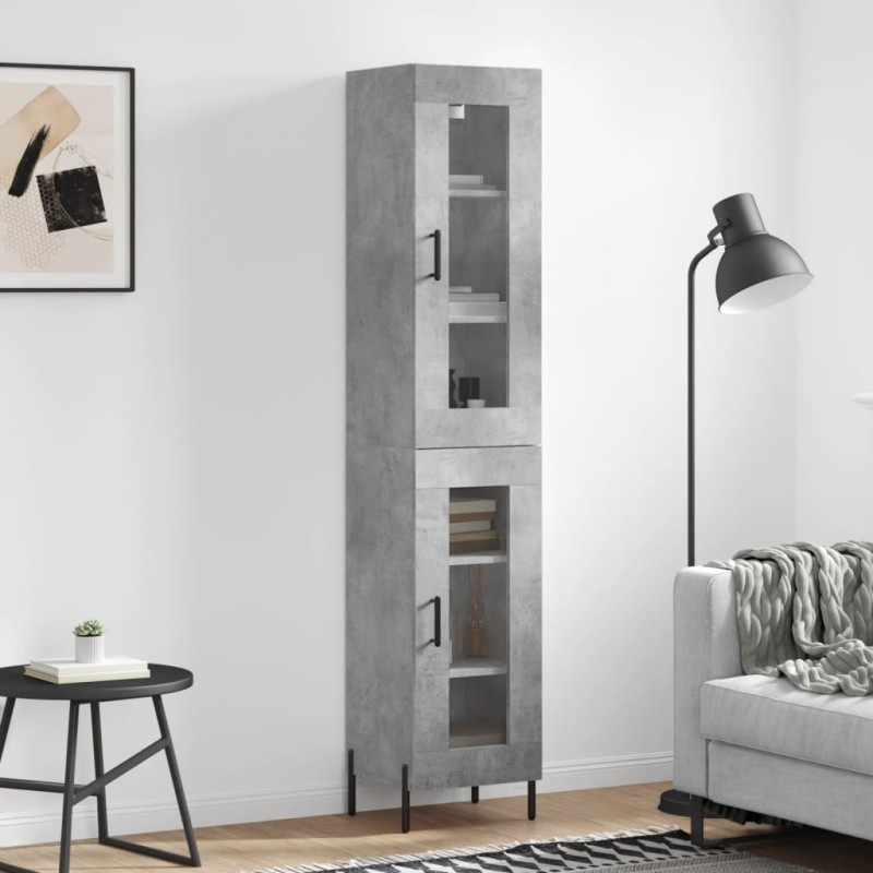 vidaXL Aparador de madera contrachapada gris hormigón 34,5x34x180 cm vidaXL Aparador de madera contrachapada gris hormigón 34,5x34x180 cm