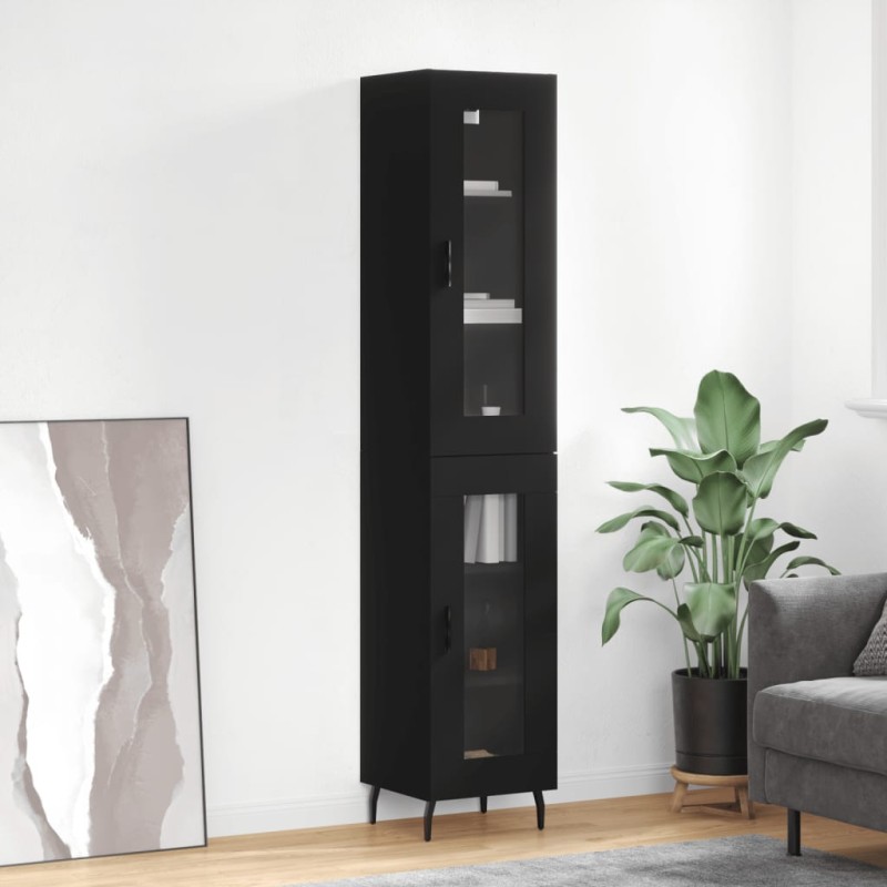 vidaXL Aparador de madera contrachapada negro 34,5x34x180 cm vidaXL Aparador de madera contrachapada negro 34,5x34x180 cm