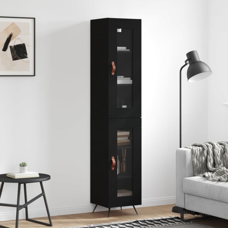 vidaXL Aparador de madera contrachapada negro 34,5x34x180 cm vidaXL Aparador de madera contrachapada negro 34,5x34x180 cm