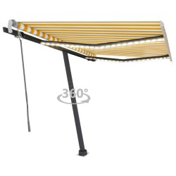 vidaXL Toldo manual retráctil con LED amarillo y blanco 300x250 cm