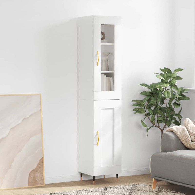 vidaXL Aparador alto madera contrachapada blanco brillo 34,5x34x180 cm vidaXL Aparador alto madera contrachapada blanco brillo 34,5x34x180 cm