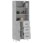 vidaXL Aparador alto madera contrachapada gris hormigón 69,5x34x180 cm vidaXL Aparador alto madera contrachapada gris hormigón 69,5x34x180 cm