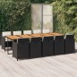 vidaXL Set de comedor jardín 11 pzas con cojines ratán sintético negro vidaXL Set de comedor jardín 11 pzas con cojines ratán sintético negro