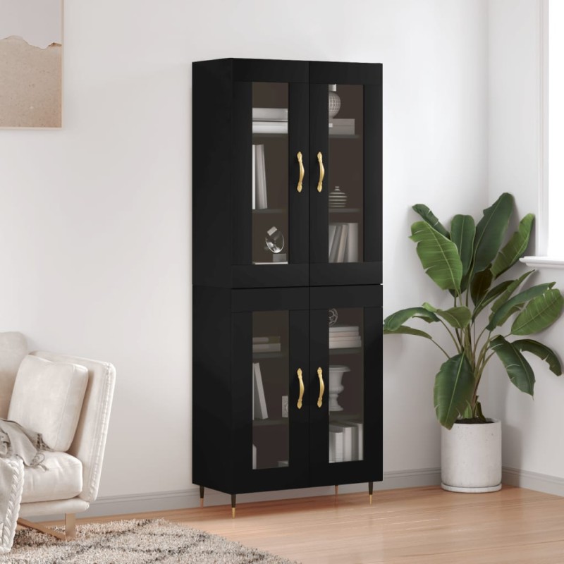 vidaXL Aparador alto madera contrachapada negro 69,5x34x180 cm vidaXL Aparador alto madera contrachapada negro 69,5x34x180 cm