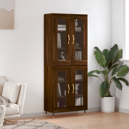 vidaXL Aparador alto madera contrachapada marrón roble 69,5x34x180 cm