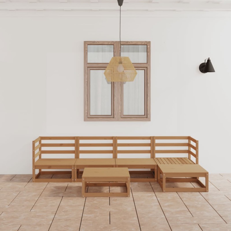 vidaXL Muebles de jardín 8 piezas marrón miel madera maciza de pino vidaXL Muebles de jardín 8 piezas marrón miel madera maciza de pino