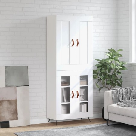 vidaXL Aparador alto madera contrachapada blanco 69,5x34x180 cm