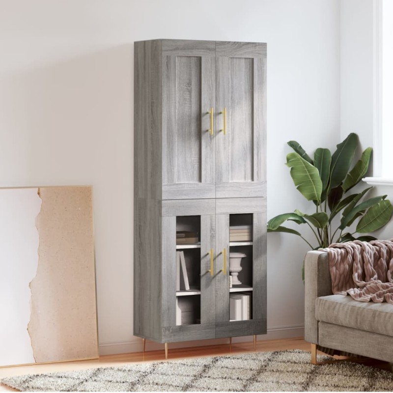 vidaXL Aparador alto madera contrachapada gris sonoma 69,5x34x180 cm vidaXL Aparador alto madera contrachapada gris sonoma 69,5x34x180 cm