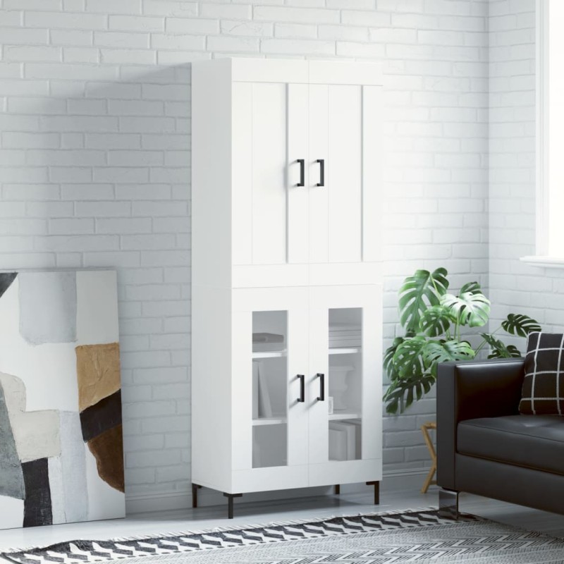 vidaXL Aparador alto madera contrachapada blanco 69,5x34x180 cm vidaXL Aparador alto madera contrachapada blanco 69,5x34x180 cm