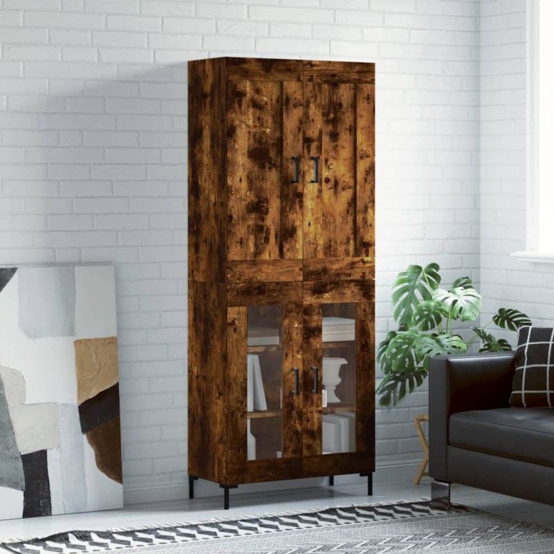 vidaXL Aparador alto madera contrachapada roble ahumado 69,5x34x180 cm vidaXL Aparador alto madera contrachapada roble ahumado 69,5x34x180 cm