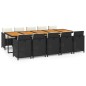 vidaXL Set de comedor jardín 11 pzas con cojines ratán sintético negro vidaXL Set de comedor jardín 11 pzas con cojines ratán sintético negro