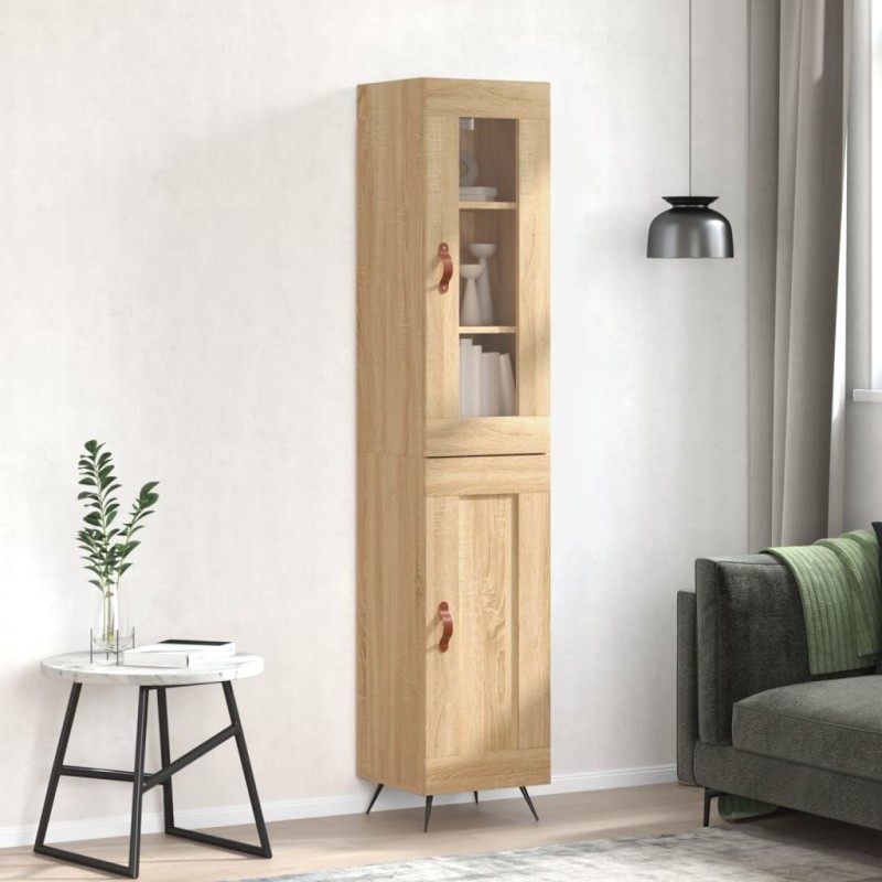 vidaXL Aparador de madera contrachapada roble Sonoma 34,5x34x180 cm vidaXL Aparador de madera contrachapada roble Sonoma 34,5x34x180 cm
