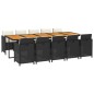 vidaXL Set de comedor jardín 11 pzas con cojines ratán sintético negro vidaXL Set de comedor jardín 11 pzas con cojines ratán sintético negro