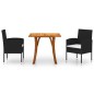 vidaXL Juego de comedor para jardín 3 piezas negro