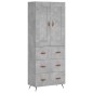 vidaXL Aparador alto madera contrachapada gris hormigón 69,5x34x180 cm
