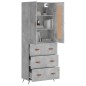 vidaXL Aparador alto madera contrachapada gris hormigón 69,5x34x180 cm