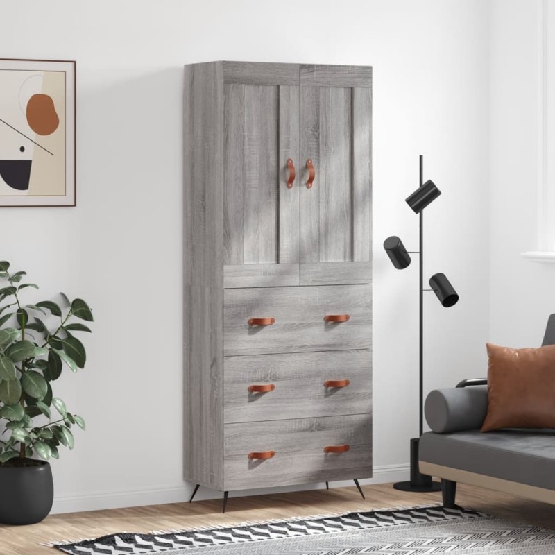 vidaXL Aparador alto madera contrachapada gris sonoma 69,5x34x180 cm vidaXL Aparador alto madera contrachapada gris sonoma 69,5x34x180 cm