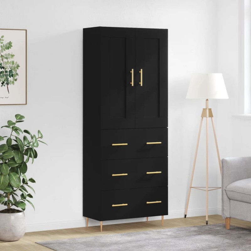 vidaXL Aparador alto madera contrachapada negro 69,5x34x180 cm vidaXL Aparador alto madera contrachapada negro 69,5x34x180 cm
