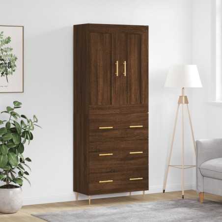 vidaXL Aparador alto madera contrachapada marrón roble 69,5x34x180 cm