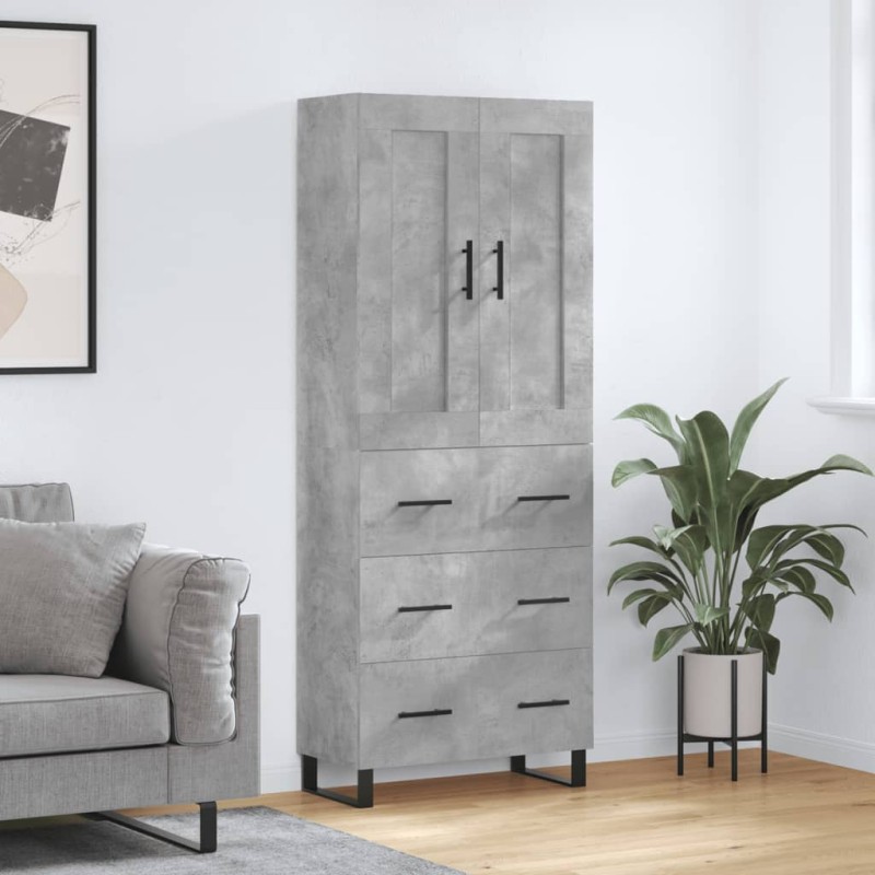 vidaXL Aparador alto madera contrachapada gris hormigón 69,5x34x180 cm vidaXL Aparador alto madera contrachapada gris hormigón 69,5x34x180 cm