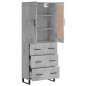 vidaXL Aparador alto madera contrachapada gris hormigón 69,5x34x180 cm vidaXL Aparador alto madera contrachapada gris hormigón 69,5x34x180 cm