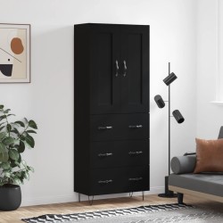 vidaXL Aparador alto madera contrachapada negro 69,5x34x180 cm