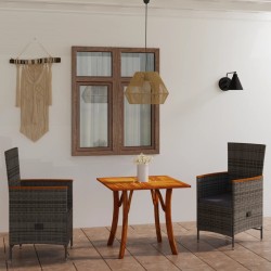 vidaXL Juego de comedor de jardín de 3 piezas gris