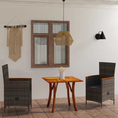 vidaXL Juego de comedor de jardín de 3 piezas gris