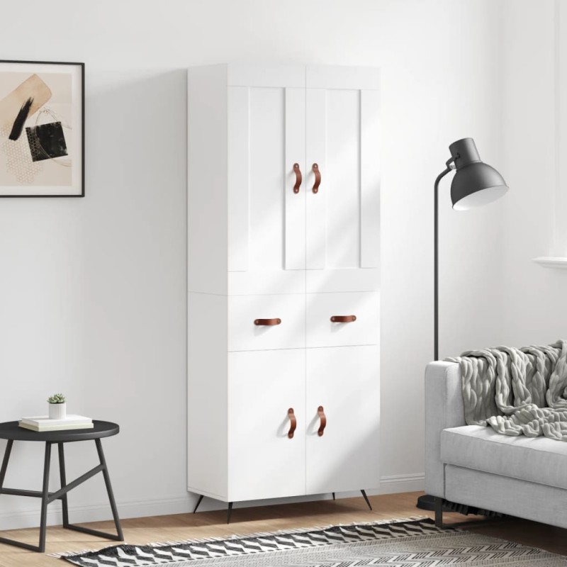 vidaXL Aparador alto madera contrachapada blanco 69,5x34x180 cm vidaXL Aparador alto madera contrachapada blanco 69,5x34x180 cm