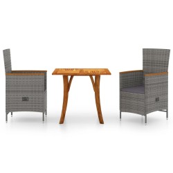 vidaXL Juego de comedor de jardín de 3 piezas gris