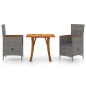 vidaXL Juego de comedor de jardín de 3 piezas gris vidaXL Juego de comedor de jardín de 3 piezas gris