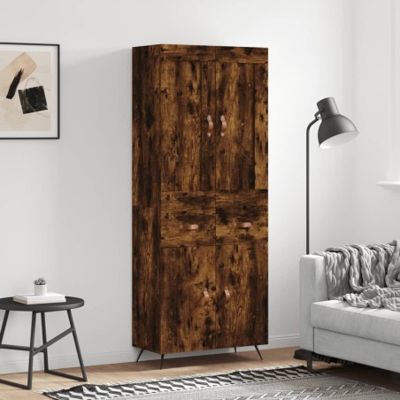 vidaXL Aparador alto madera contrachapada roble ahumado 69,5x34x180 cm