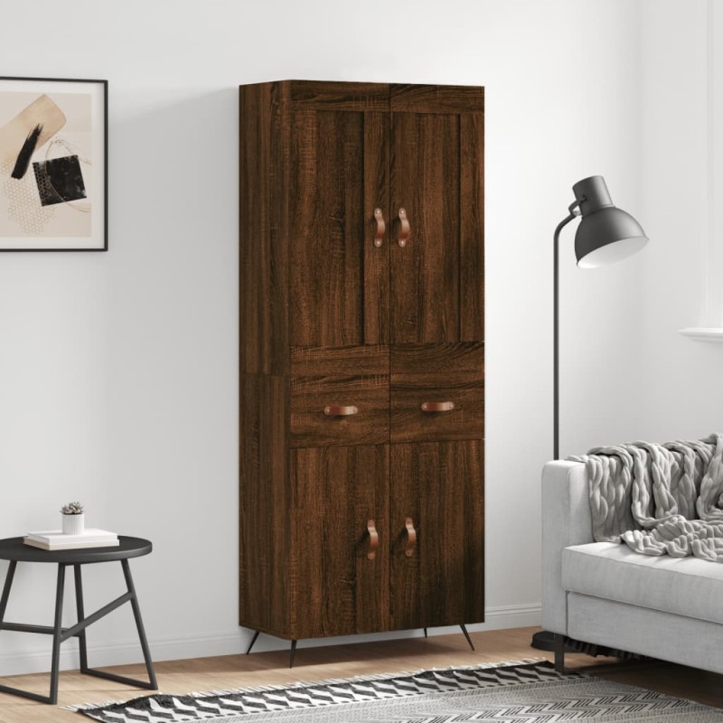 vidaXL Aparador alto madera contrachapada marrón roble 69,5x34x180 cm vidaXL Aparador alto madera contrachapada marrón roble 69,5x34x180 cm