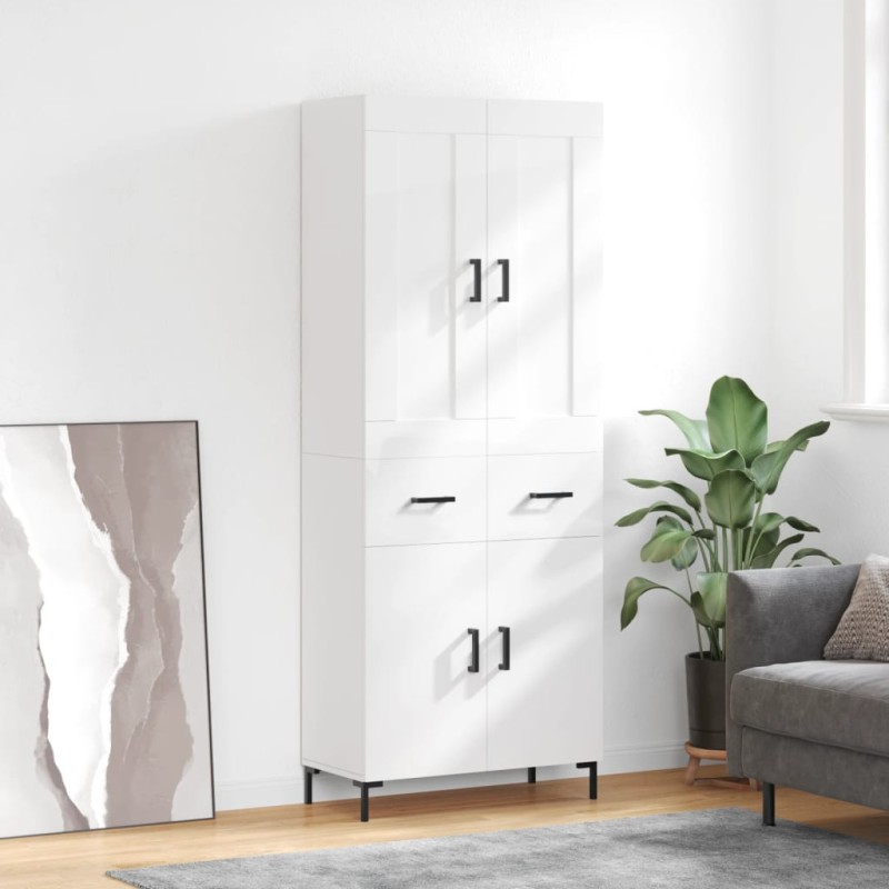 vidaXL Aparador alto madera contrachapada blanco brillo 69,5x34x180 cm vidaXL Aparador alto madera contrachapada blanco brillo 69,5x34x180 cm