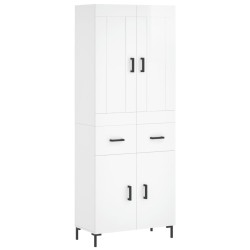 vidaXL Aparador alto madera contrachapada blanco brillo 69,5x34x180 cm