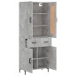 vidaXL Aparador alto madera contrachapada gris hormigón 69,5x34x180 cm