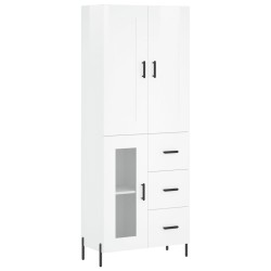 vidaXL Aparador alto madera contrachapada blanco brillo 69,5x34x180 cm