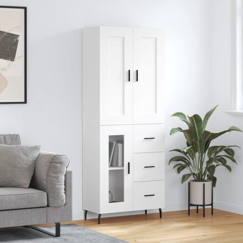 vidaXL Aparador alto madera contrachapada blanco 69,5x34x180 cm vidaXL Aparador alto madera contrachapada blanco 69,5x34x180 cm