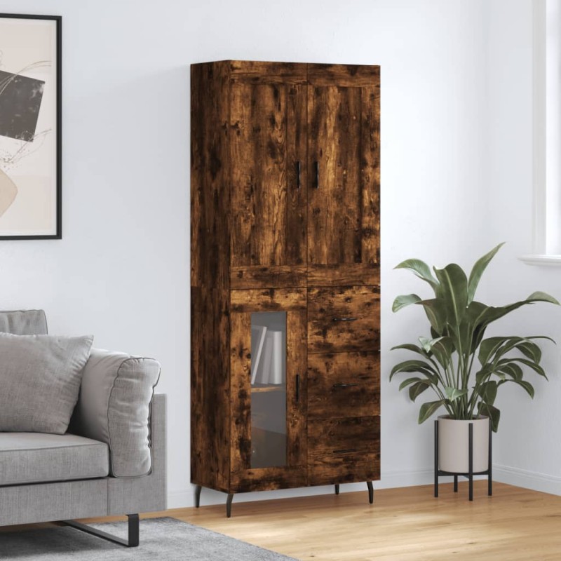 vidaXL Aparador alto madera contrachapada roble ahumado 69,5x34x180 cm vidaXL Aparador alto madera contrachapada roble ahumado 69,5x34x180 cm