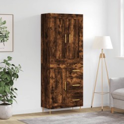 vidaXL Aparador alto madera contrachapada roble ahumado 69,5x34x180 cm