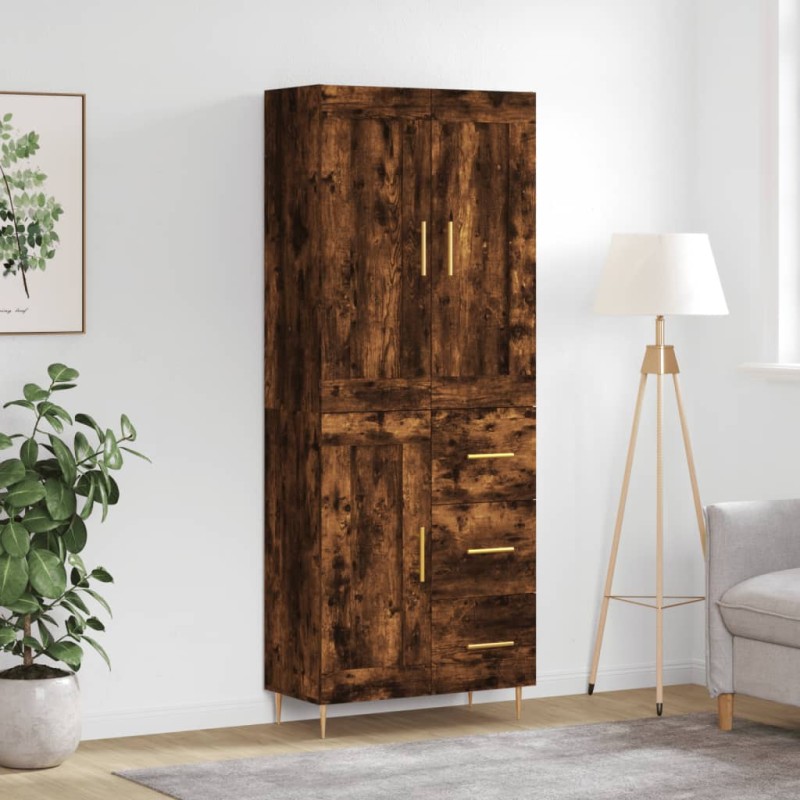 vidaXL Aparador alto madera contrachapada roble ahumado 69,5x34x180 cm vidaXL Aparador alto madera contrachapada roble ahumado 69,5x34x180 cm