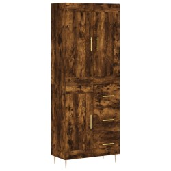 vidaXL Aparador alto madera contrachapada roble ahumado 69,5x34x180 cm