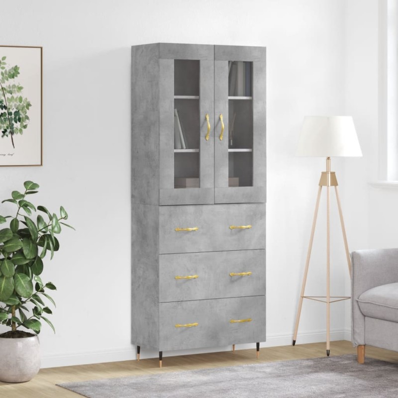 vidaXL Aparador alto madera contrachapada gris hormigón 69,5x34x180 cm vidaXL Aparador alto madera contrachapada gris hormigón 69,5x34x180 cm