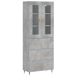 vidaXL Aparador alto madera contrachapada gris hormigón 69,5x34x180 cm
