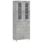 vidaXL Aparador alto madera contrachapada gris hormigón 69,5x34x180 cm vidaXL Aparador alto madera contrachapada gris hormigón 69,5x34x180 cm