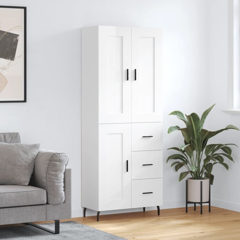 vidaXL Aparador alto madera contrachapada blanco brillo 69,5x34x180 cm vidaXL Aparador alto madera contrachapada blanco brillo 69,5x34x180 cm
