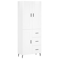 vidaXL Aparador alto madera contrachapada blanco brillo 69,5x34x180 cm