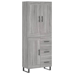 vidaXL Aparador alto madera contrachapada gris sonoma 69,5x34x180 cm