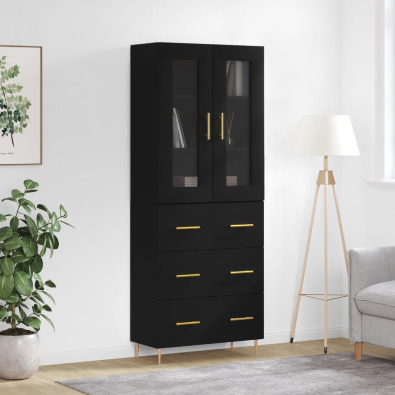vidaXL Aparador alto madera contrachapada negro 69,5x34x180 cm vidaXL Aparador alto madera contrachapada negro 69,5x34x180 cm